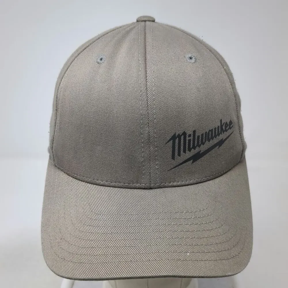 Milwaukee Baseball Cap Gray M Fitted Hat Flexfit Embroidered Logo Tool Brand